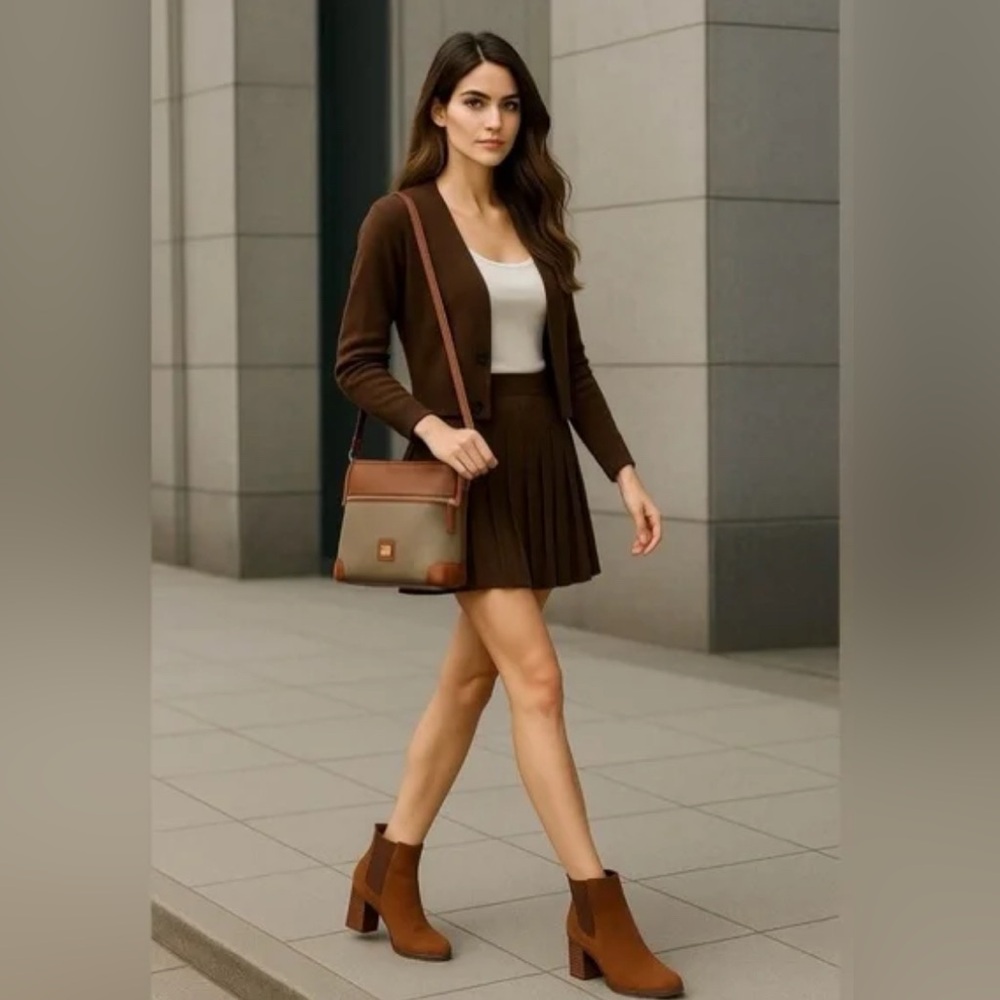 Sam Edelman Chiara Suede Block Heel Ankle Boots Brown Size 9